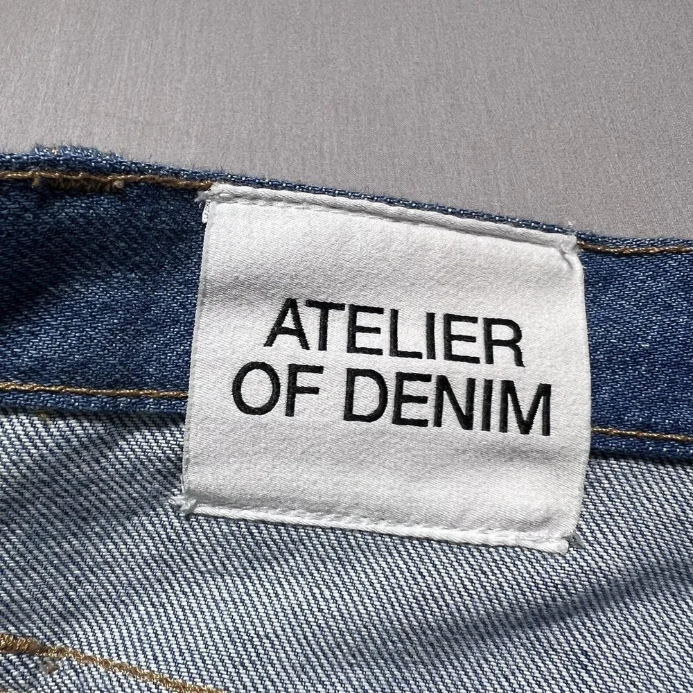 NWT Frame Atelier Pixie Pieced Patchwork Wide Leg Denim Jeans 34 High Rise 37x31
